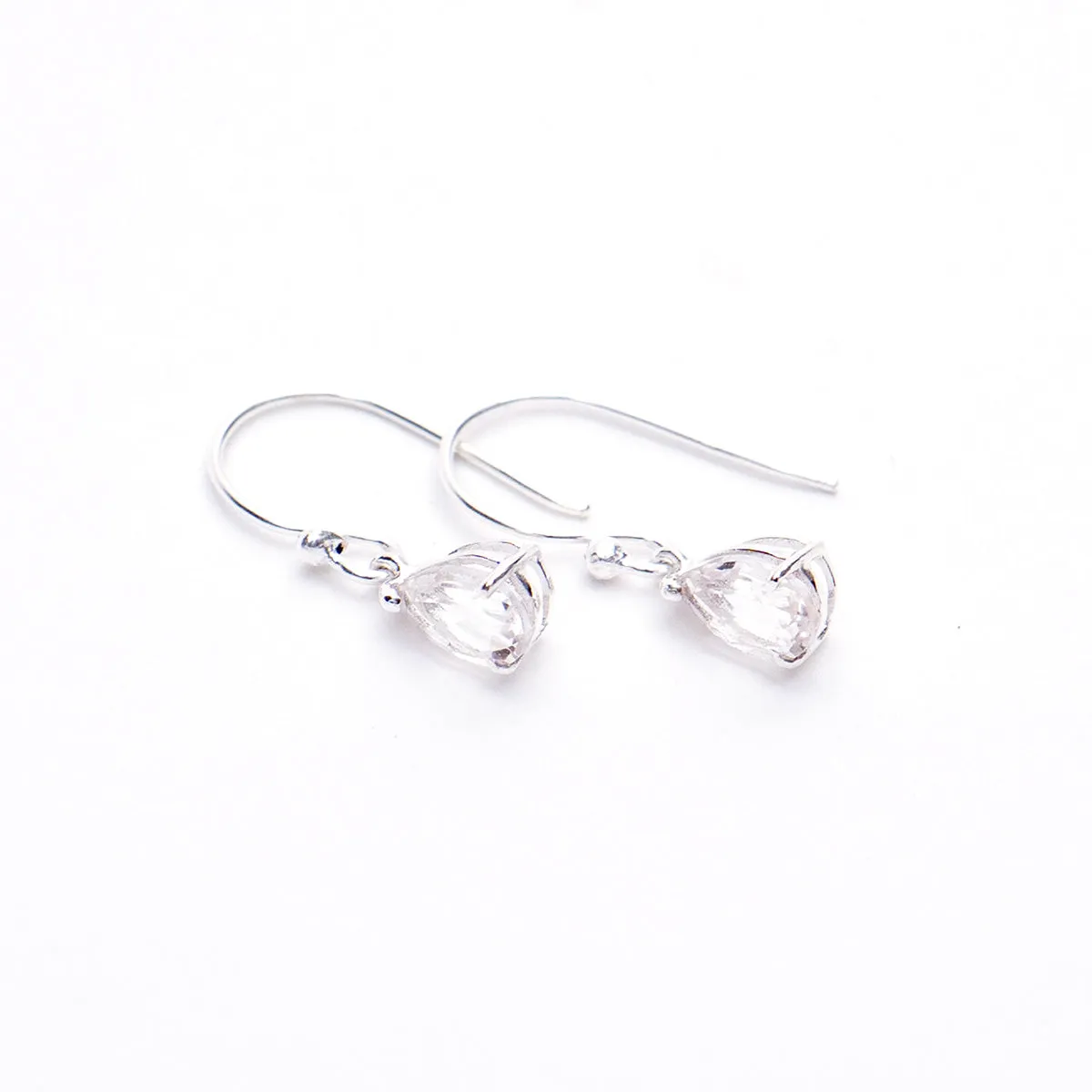 Clear Quartz Silver Teardrop Earrings sold by Silver Lotus