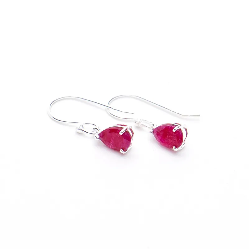 Ruby Silver Teardrop Earrings sold by Silver Lotus