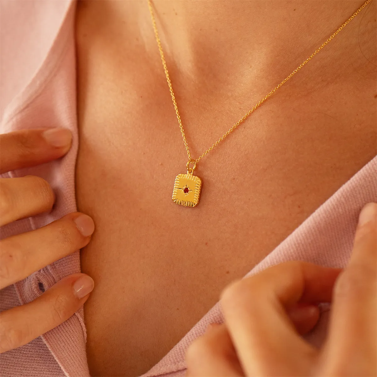 October Square Birthstone Necklace sold by Silver Lotus product image thumbnail 3