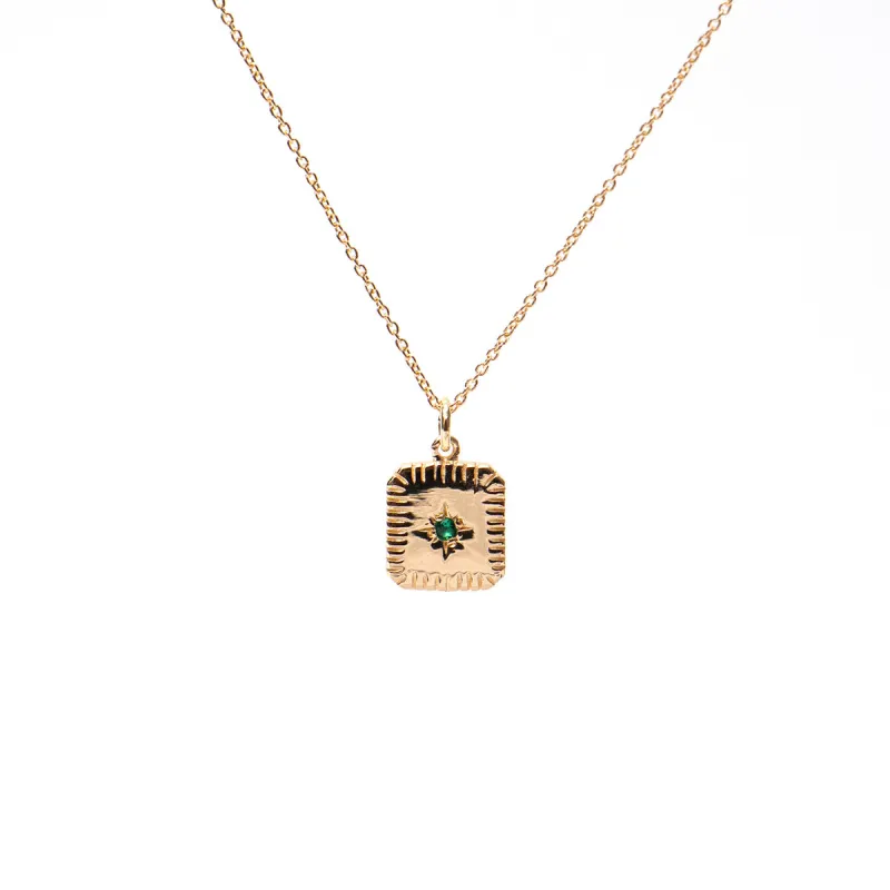 May Square Birthstone Necklace sold by Silver Lotus