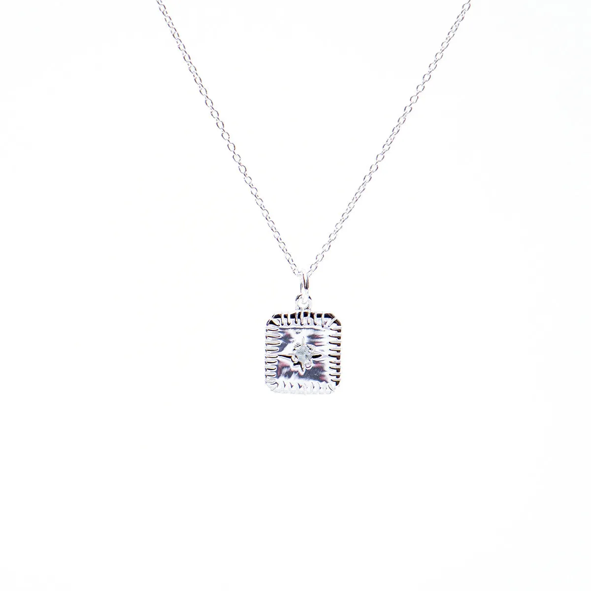 March Square Birthstone Necklace sold by Silver Lotus product image thumbnail 2