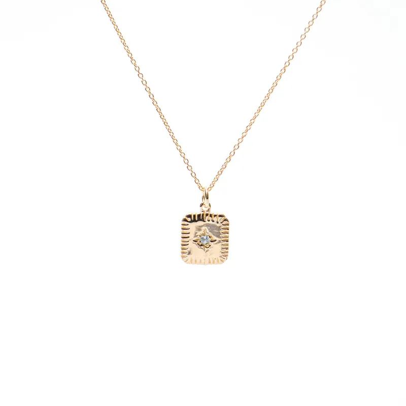 March Square Birthstone Necklace sold by Silver Lotus