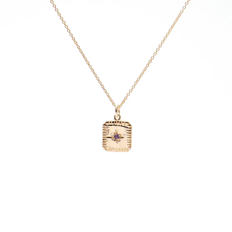 February Square Birthstone Necklace sold by Silver Lotus