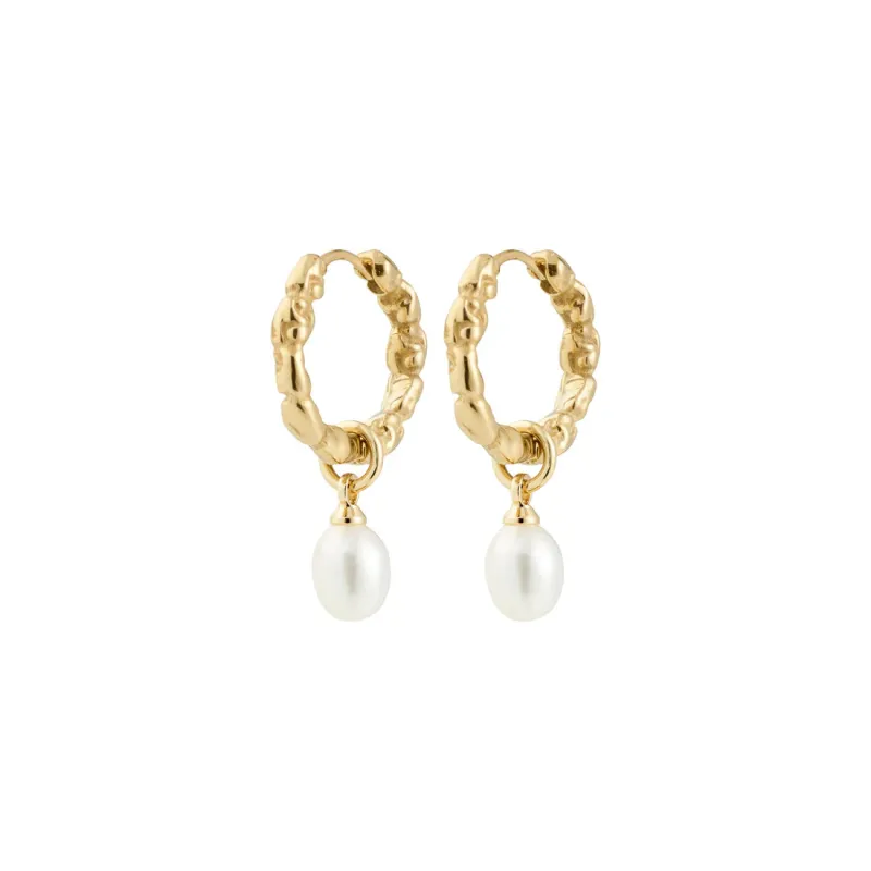 Shift Gold Plated Pearl Hoops sold by Silver Lotus
