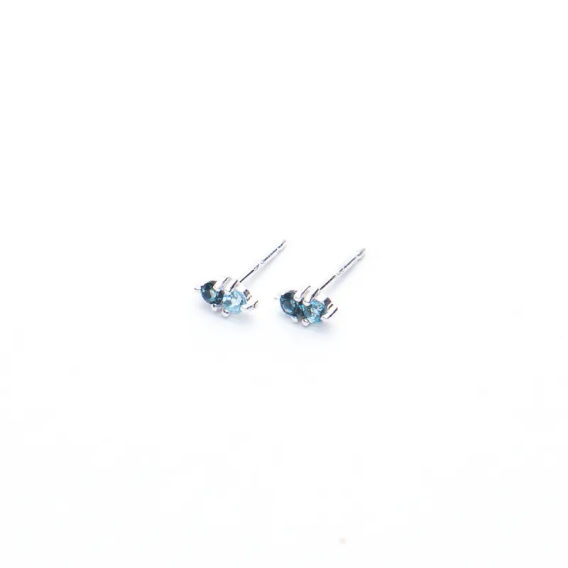 Tiny Blue Topaz & London Blue Topaz Silver Studs sold by Silver Lotus