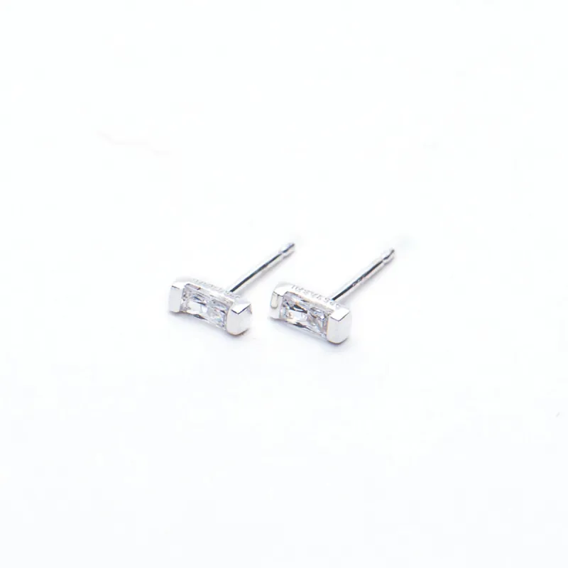 Channel Set CZ Silver Baguette Studs made by Silver Lotus