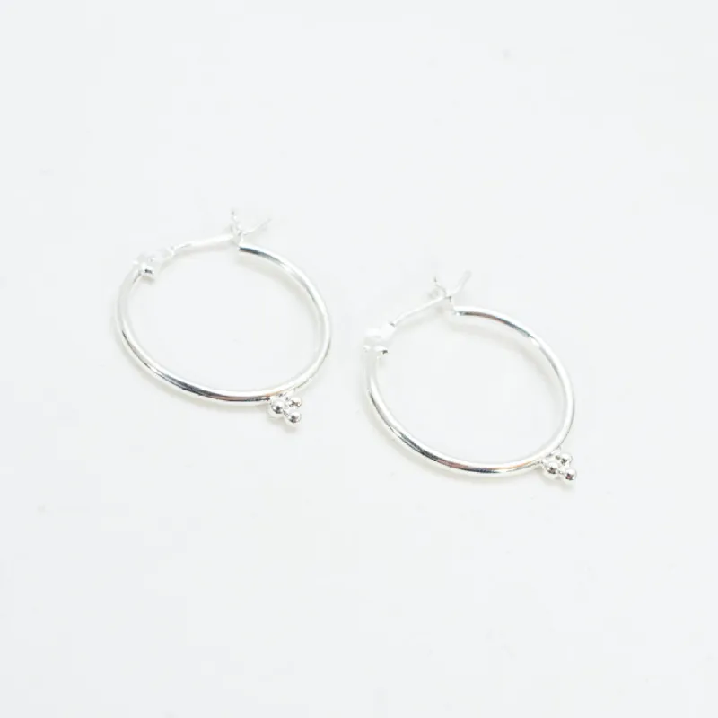 Medium Silver Hoops with Three Dots sold by Silver Lotus