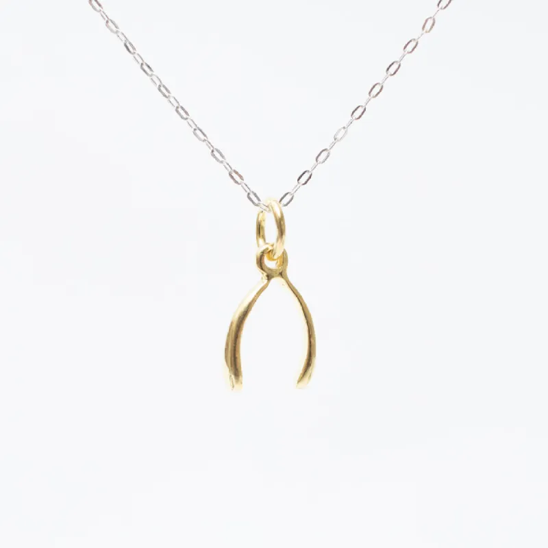 Gold Vermeil Cutout Wishbone Necklace sold by Silver Lotus