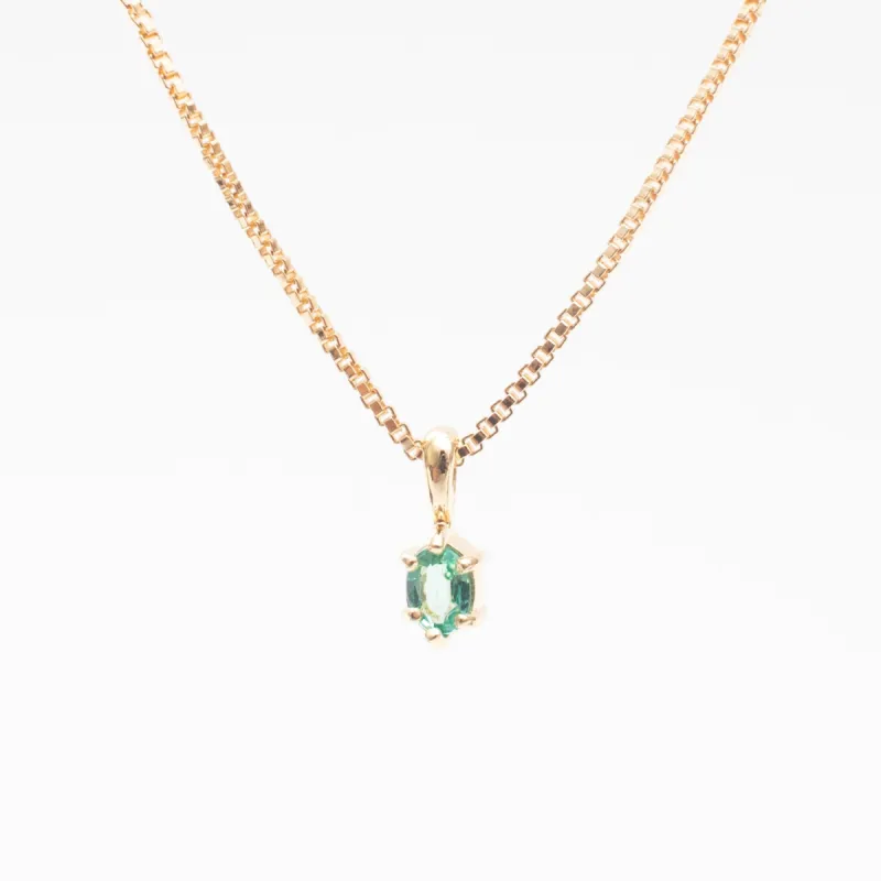 Gold Vermeil Oval Claw Set Emerald Necklace sold by Silver Lotus