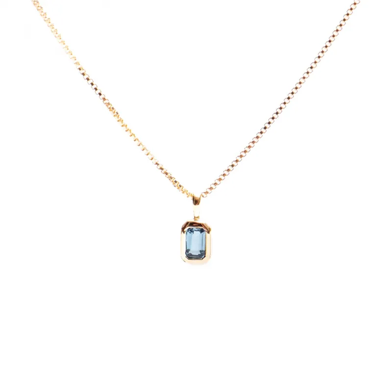 Gold Vermeil Octagon London Blue Topaz made by Silver Lotus
