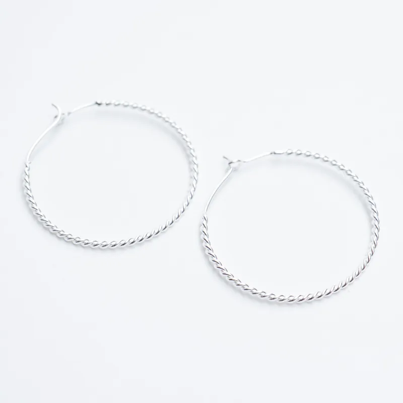 Silver Twisted Hoops made by Silver Lotus