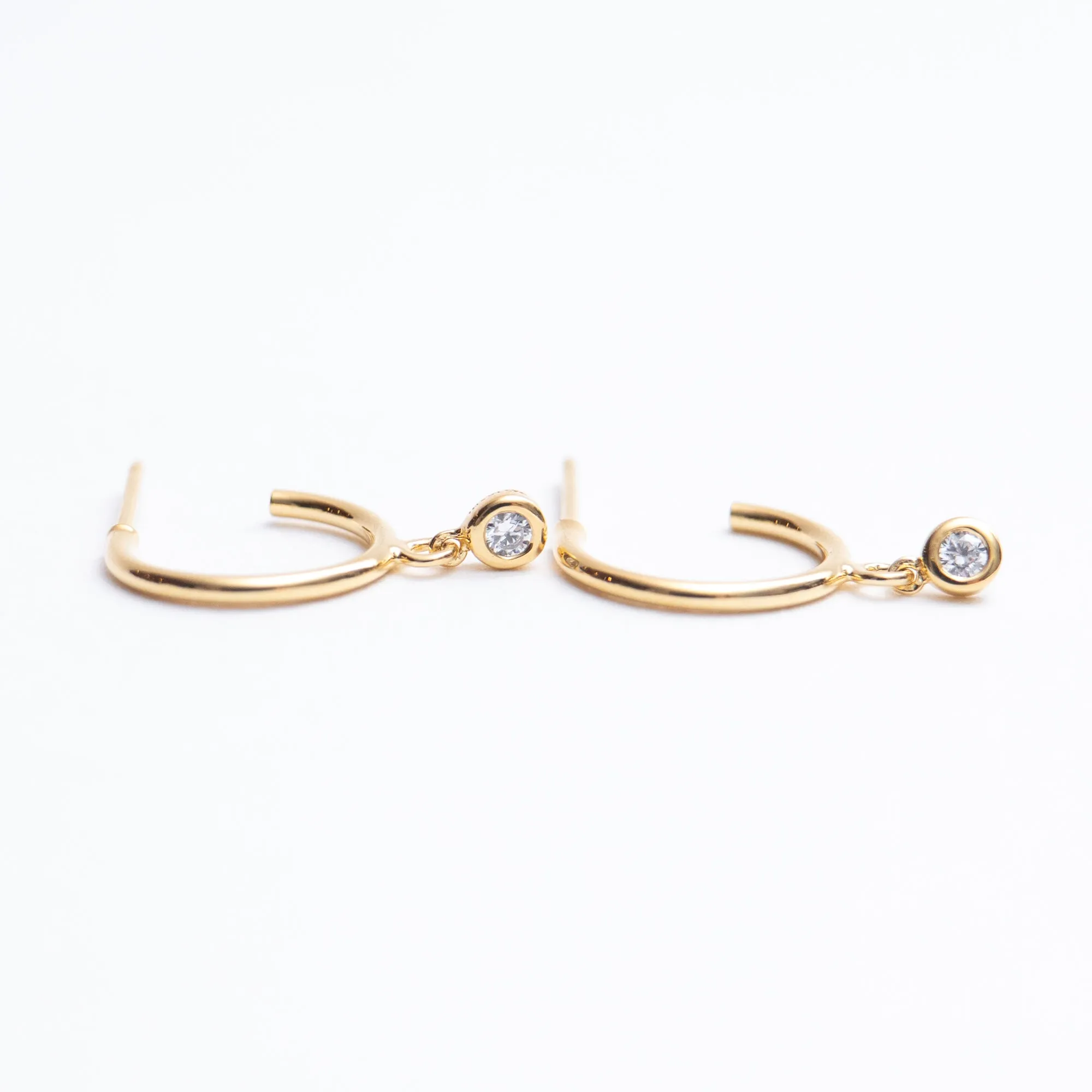 Gold Vermeil Hanging CZ Hoops sold by Silver Lotus product image thumbnail 2