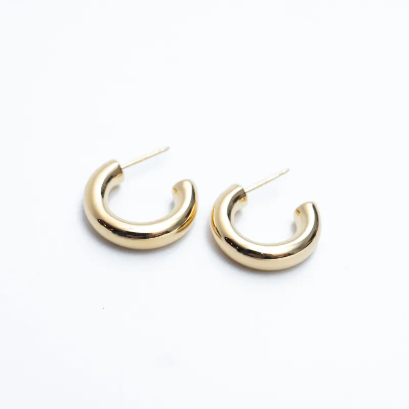 Gold Vermeil Fat Tube Hoops made by Silver Lotus