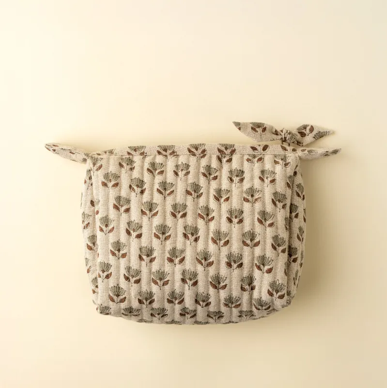 Quilted Cotton Small Block Print Pouch made by Silver Lotus