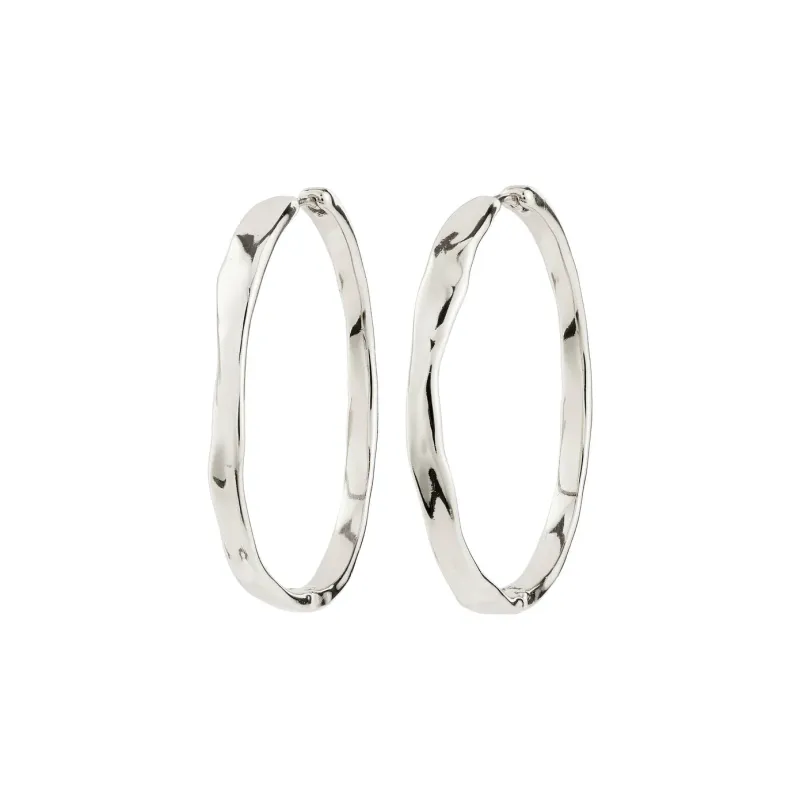 Ember Silver Plated Large Hoop Earrings made by Pilgrim