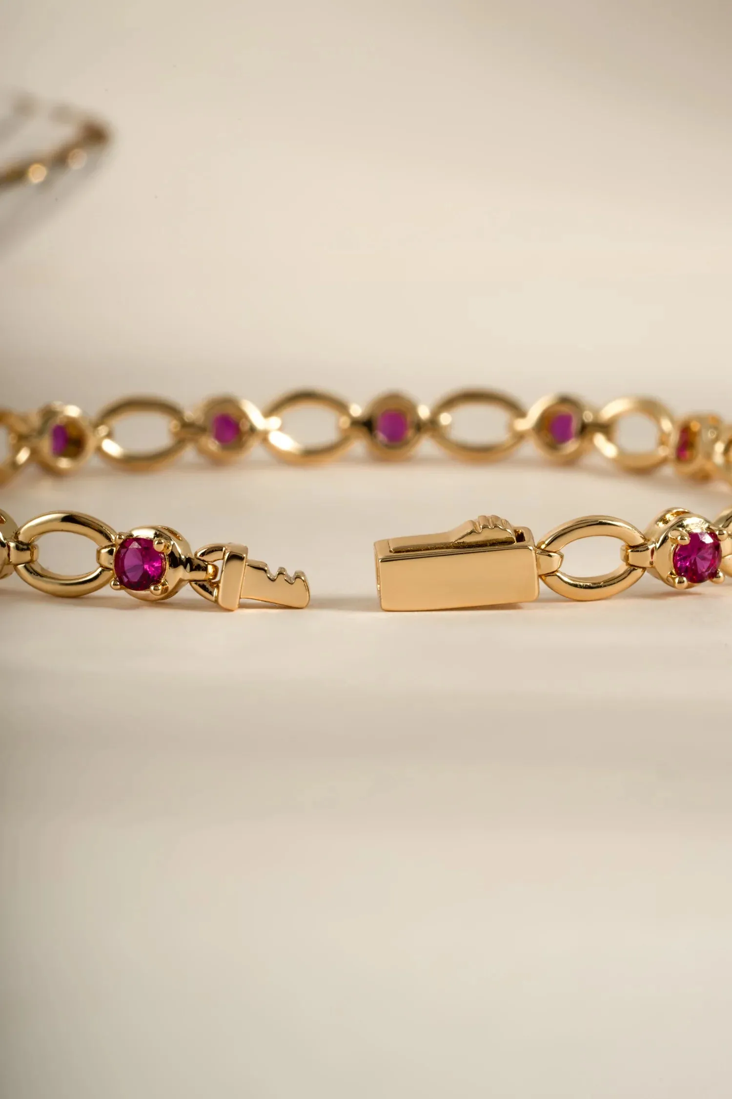 Gold Plated Ruby Lilly Tennis Bracelet sold by Silver Lotus product image thumbnail 3