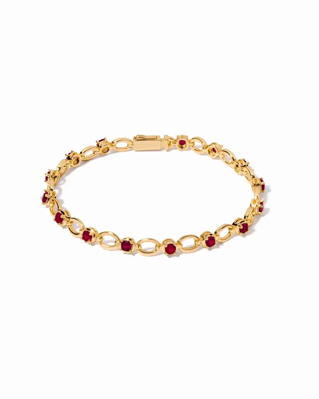 Gold Plated Ruby Lilly Tennis Bracelet made by Silver Lotus