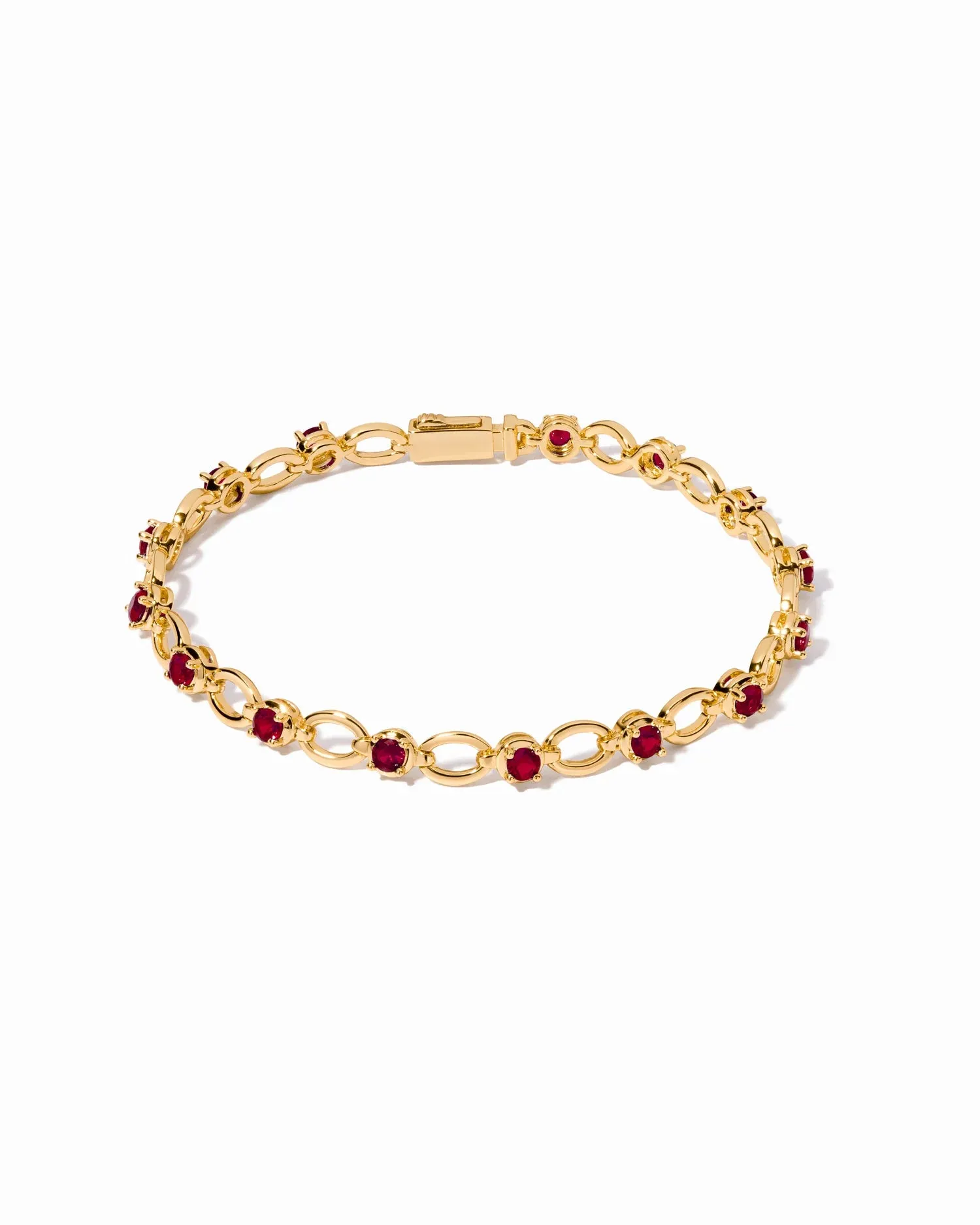 Gold Plated Ruby Lilly Tennis Bracelet sold by Silver Lotus