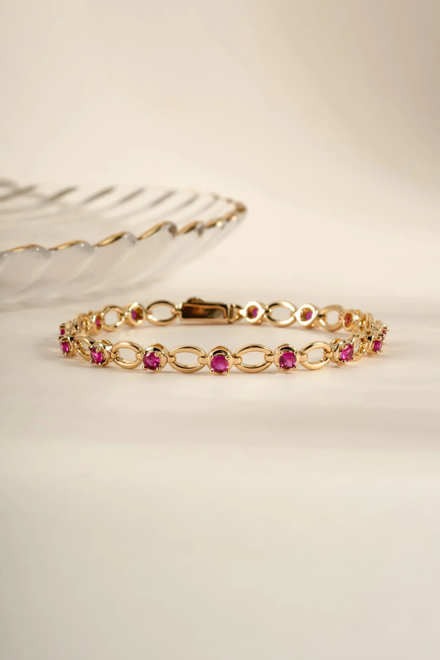Gold Plated Ruby Lilly Tennis Bracelet sold by Silver Lotus product image thumbnail 5