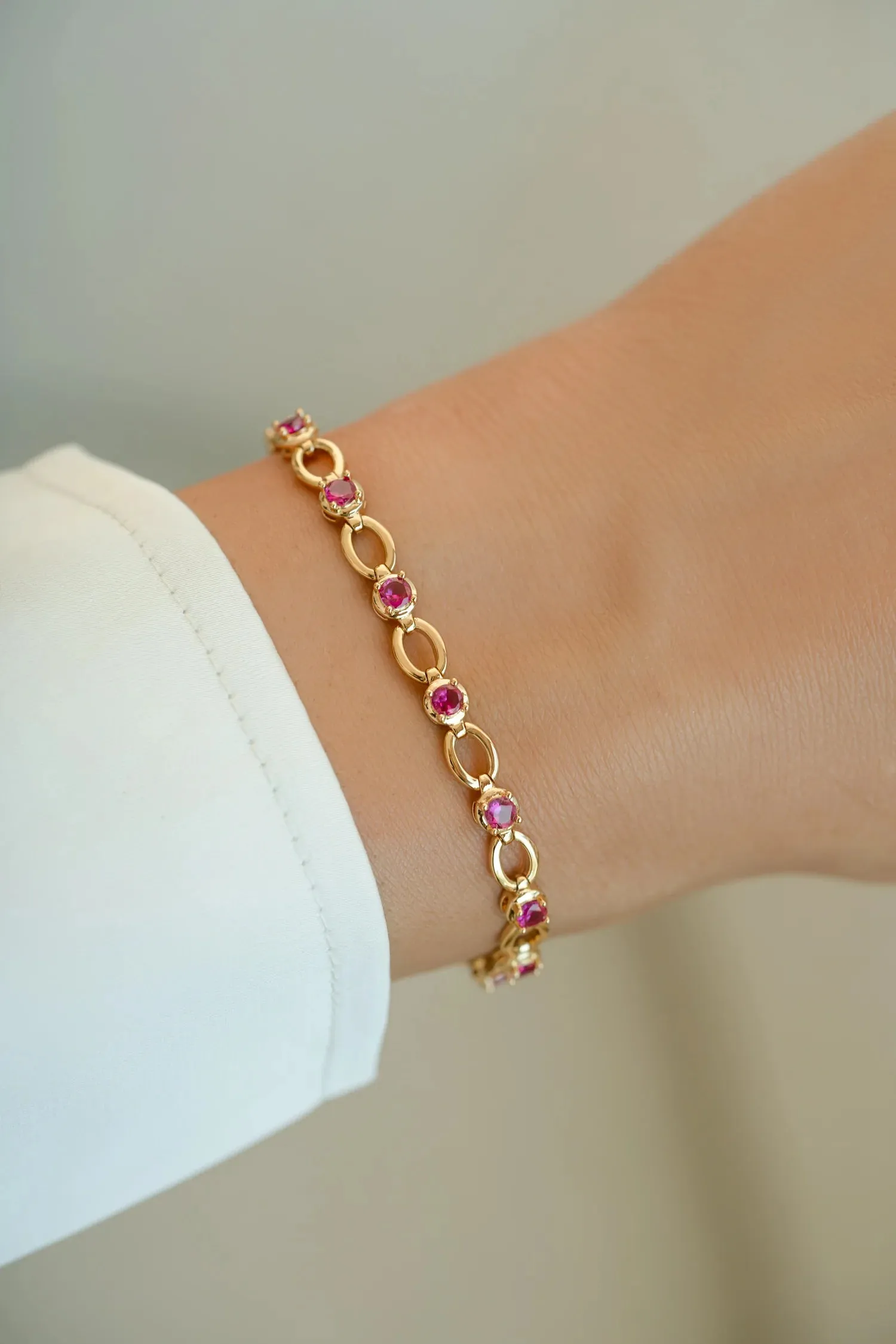 Gold Plated Ruby Lilly Tennis Bracelet sold by Silver Lotus product image thumbnail 2