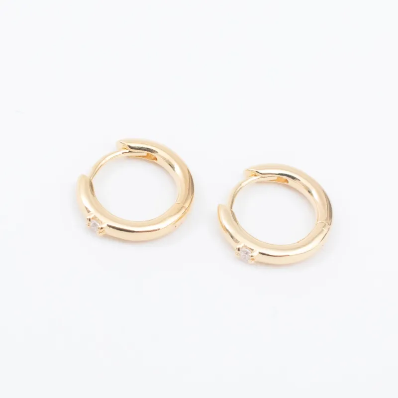 Gold Vermeil Claw Set Cubic Zirconia Huggies sold by Silver Lotus