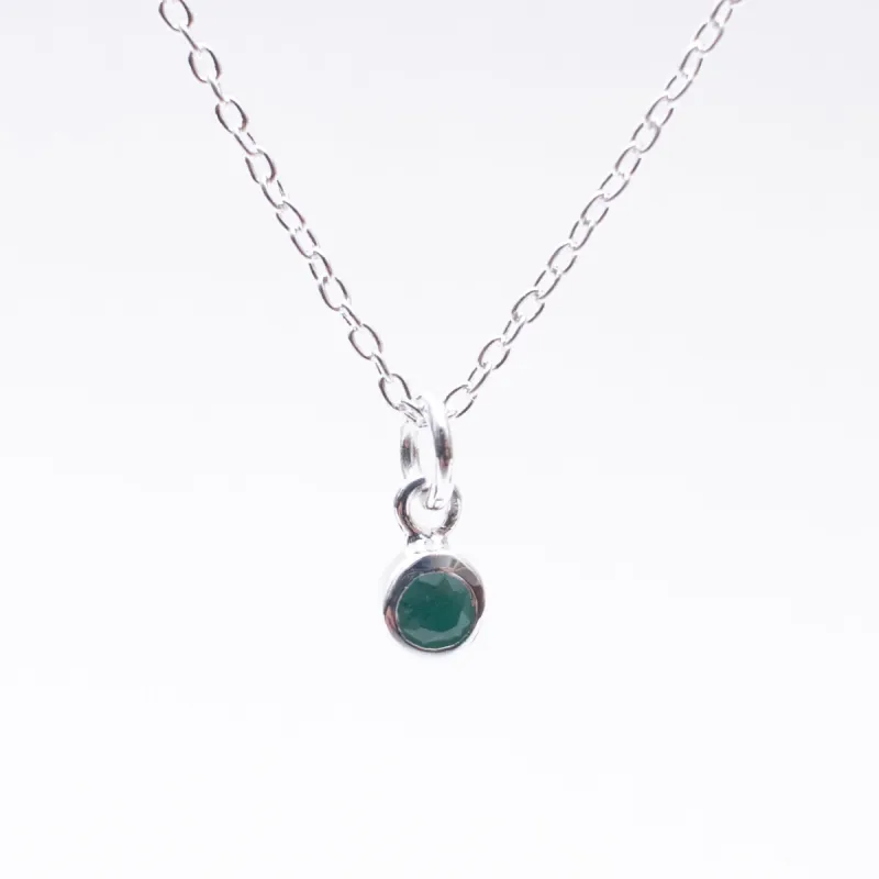 Silver & Raw Emerald Solitaire Necklace sold by Silver Lotus