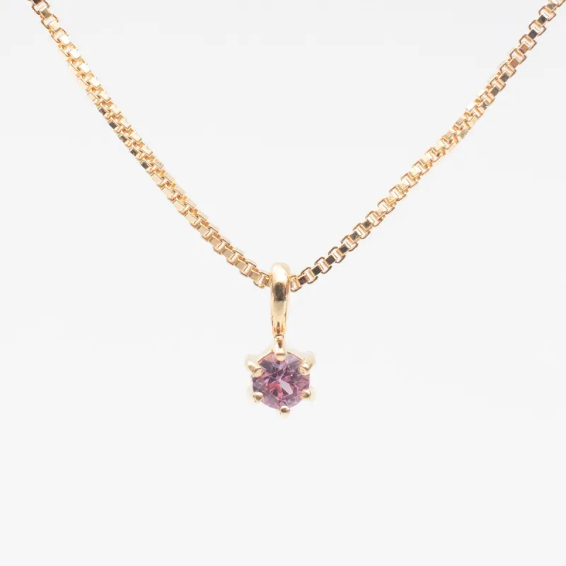 Gold Vermeil Round Claw Set Pink Sapphire Necklace sold by Silver Lotus