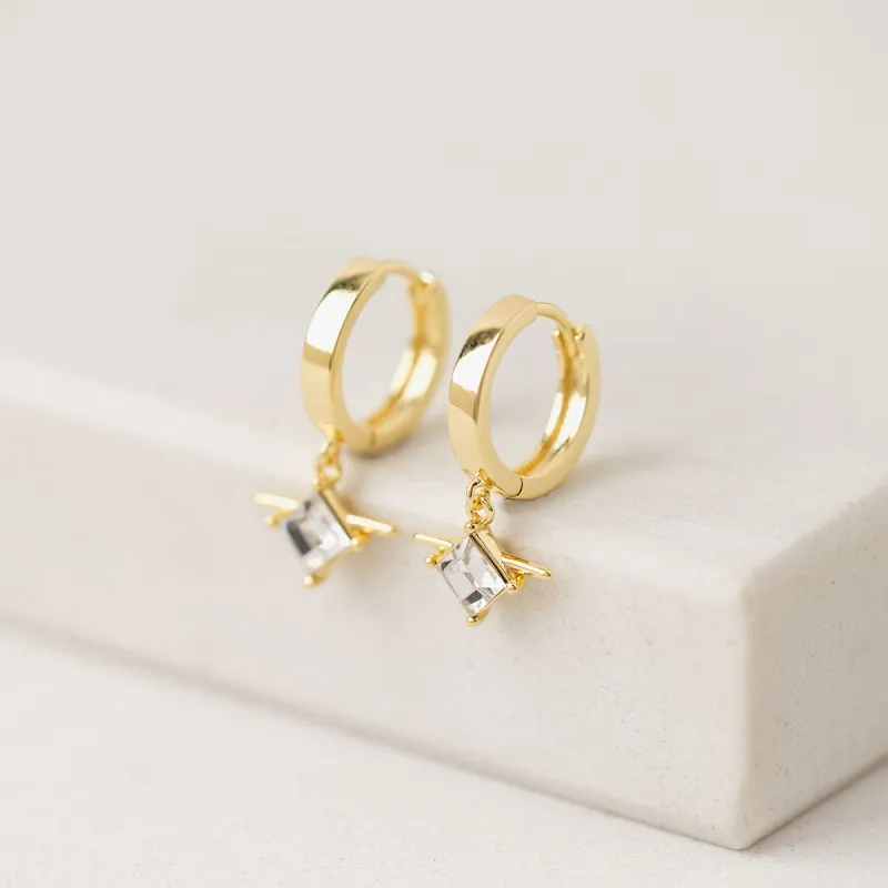 Gold Asta Huggie Drop Hoop Earrings sold by Silver Lotus
