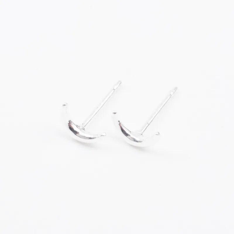 Silver Tiny Crescent Moon Studs sold by Silver Lotus