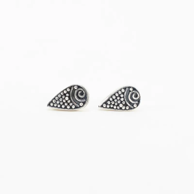 Silver Teardrop Kebaikan Studs sold by Silver Lotus