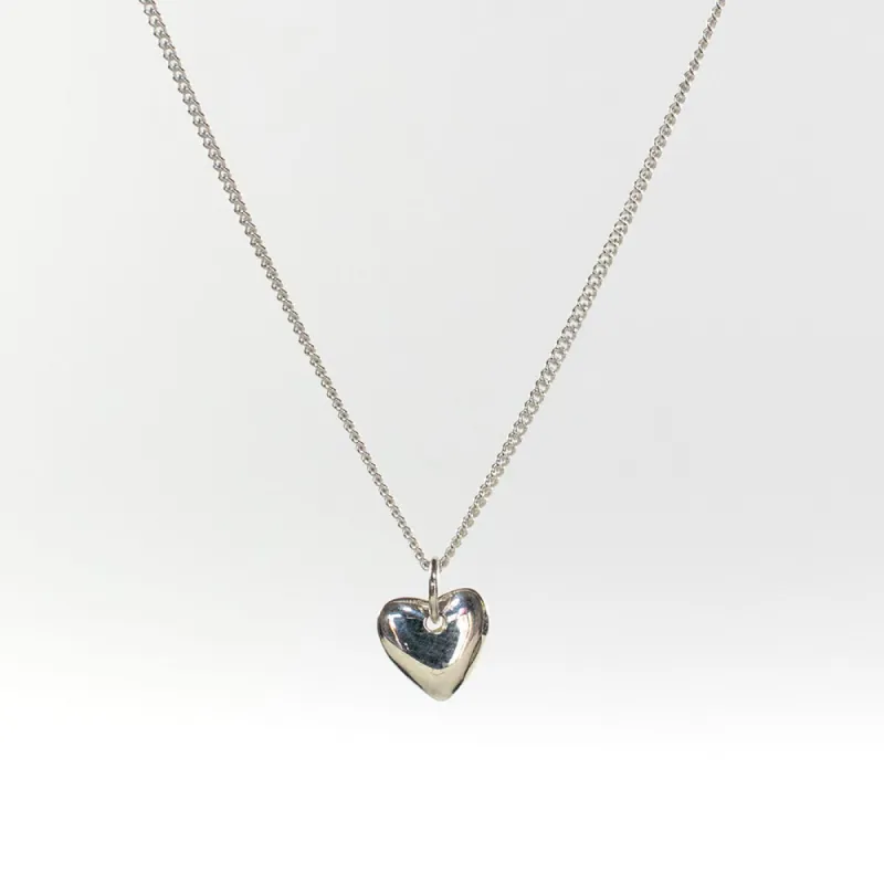 Silver Heart Puff Necklace sold by Silver Lotus
