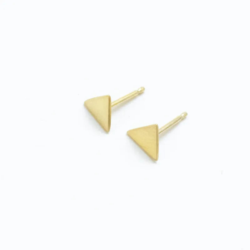Matte Gold Vermeil Triangle Studs sold by Silver Lotus