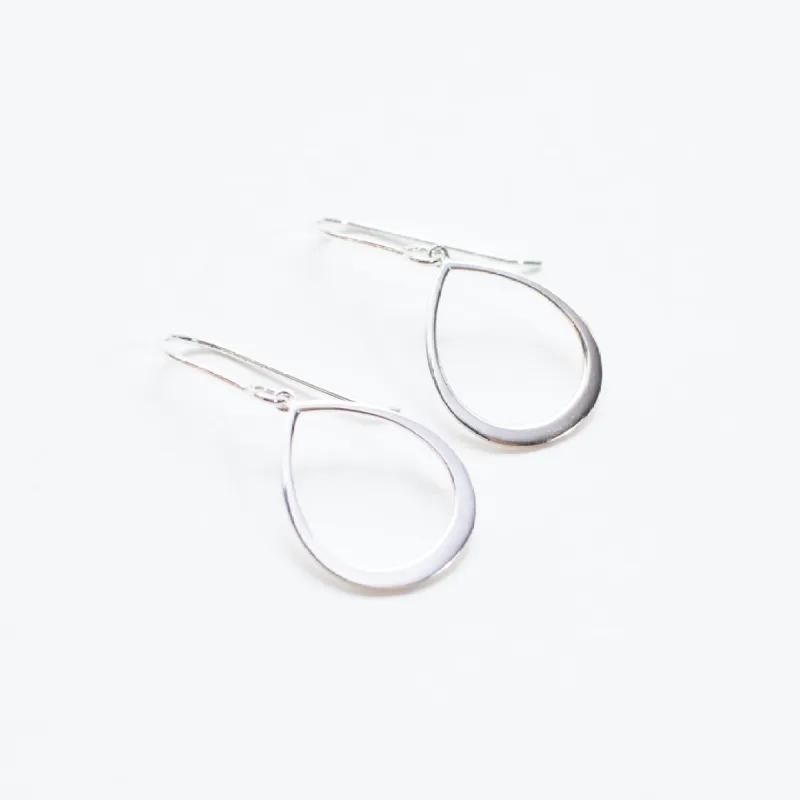 Silver Flat Open Drop Earrings sold by Silver Lotus