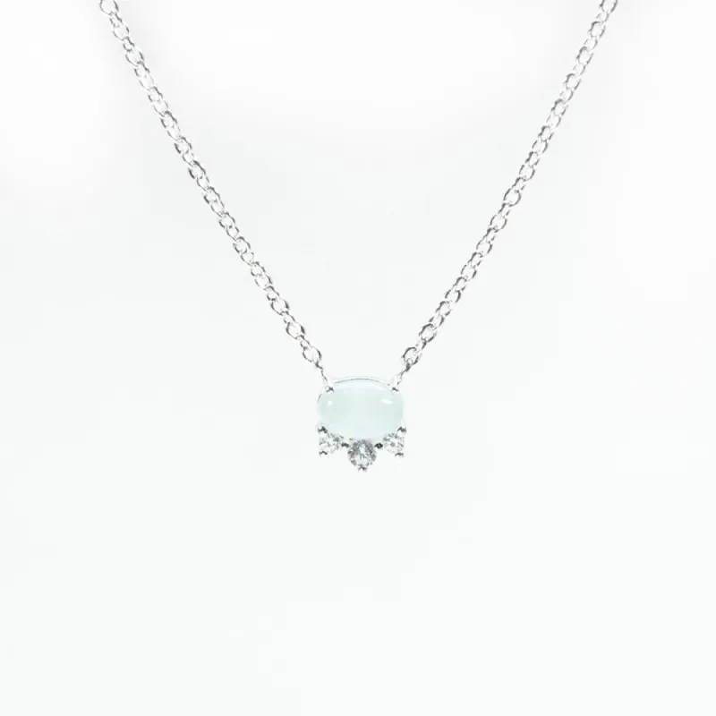 Tiny Oval Rose-Cut Aquamarine Silver Necklace sold by Silver Lotus