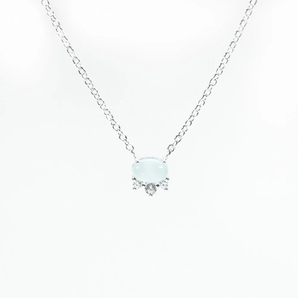 Tiny Oval Rose-Cut Aquamarine Silver Necklace sold by Silver Lotus