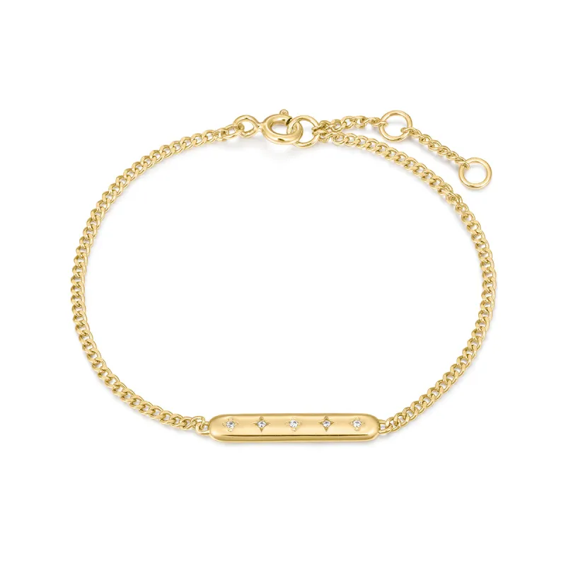 Gold Plated Galaxy CZ Bar Bracelet sold by Silver Lotus
