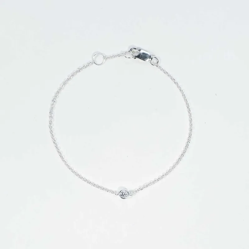 4mm Silver Crystal Solitaire Silver Bracelet sold by Silver Lotus