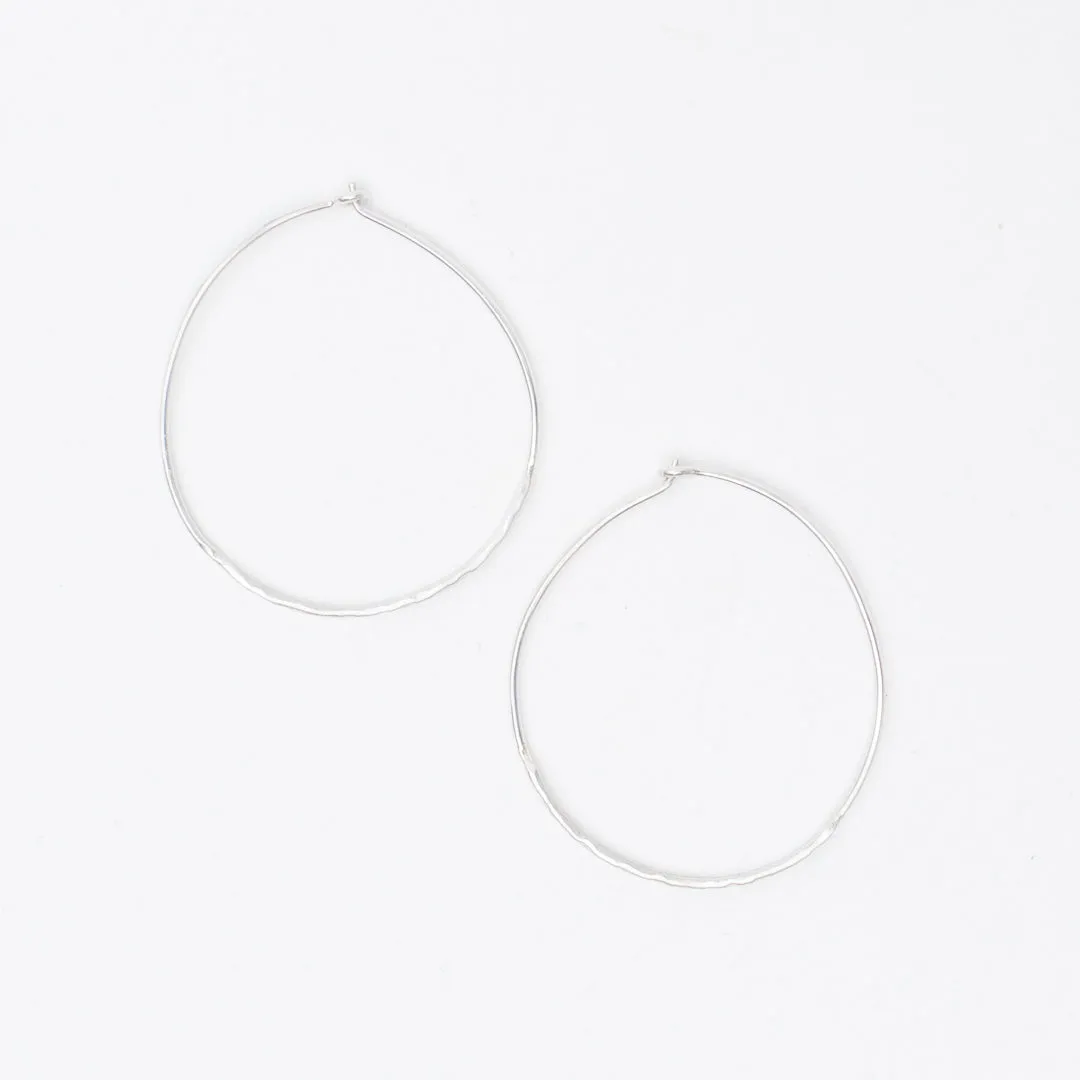 Hammered Silver Large Wire Hoops sold by Silver Lotus product image thumbnail 2
