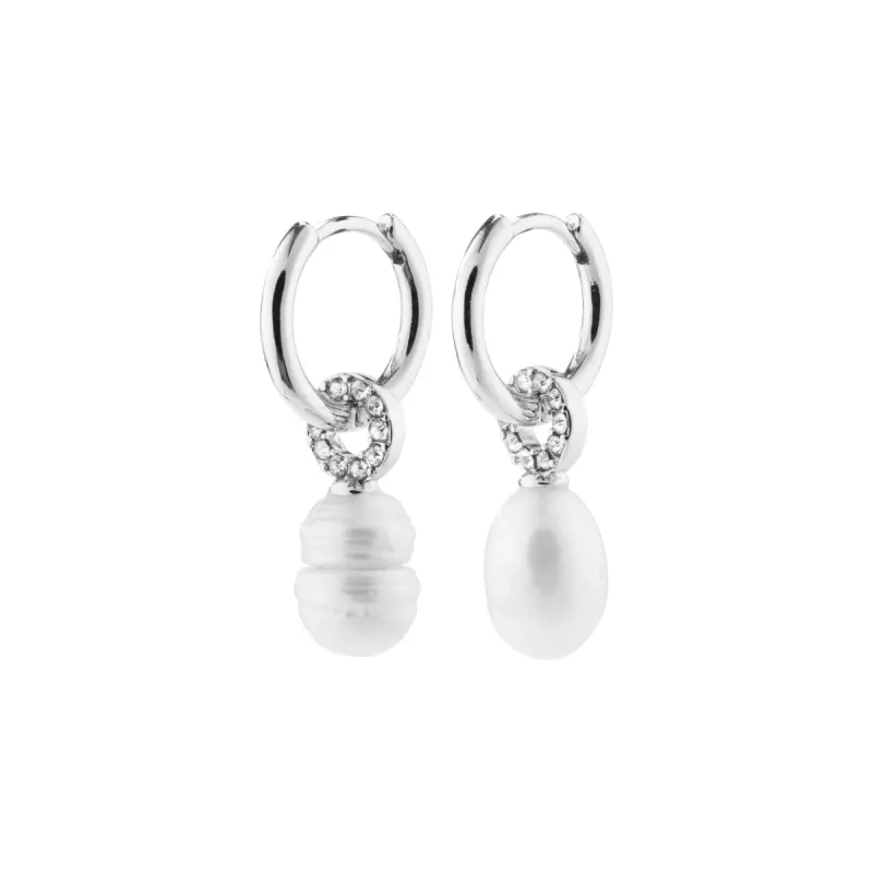 Baker Silver Plated Freshwater Pearl Hoops sold by Silver Lotus