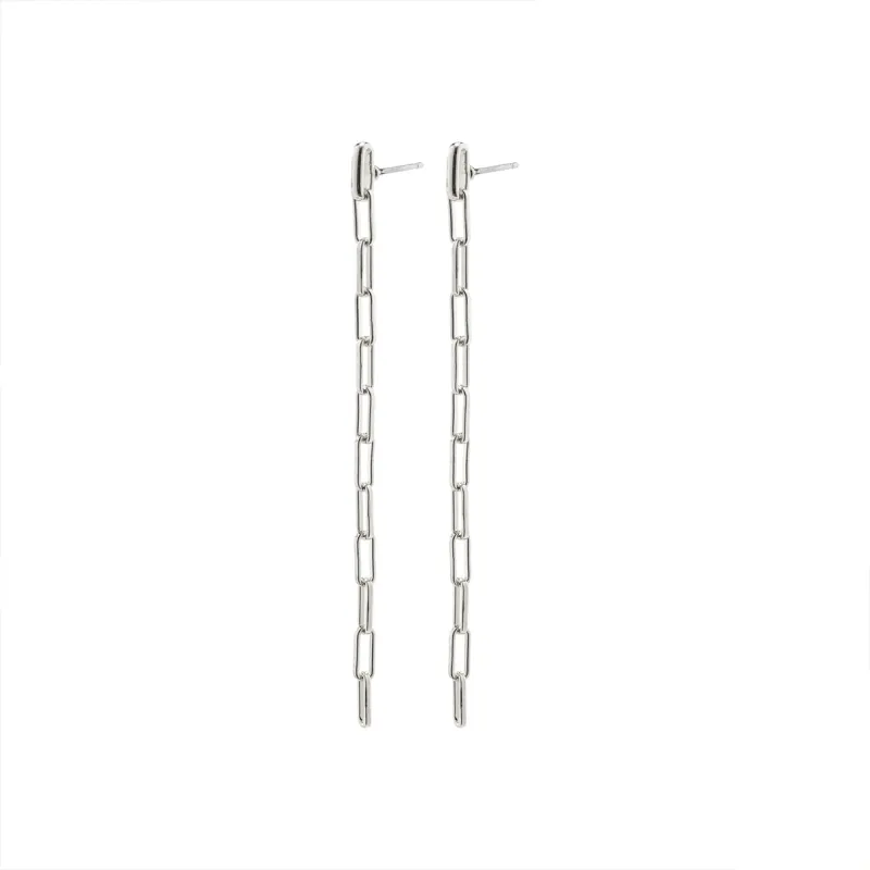 Thilde Long Chain Silver Plated Earrings sold by Silver Lotus