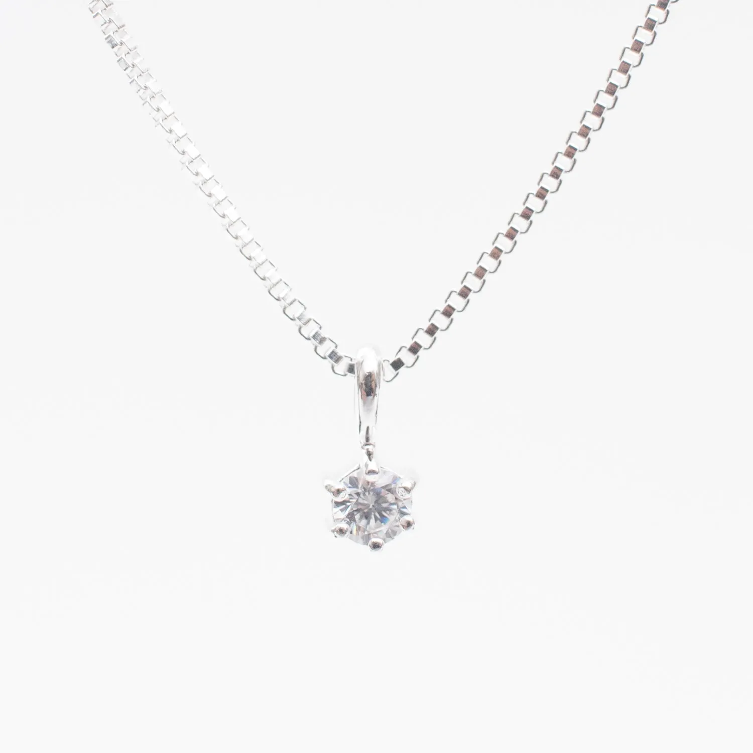 Silver Round Claw Set Cubic Zirconia Necklace sold by Silver Lotus