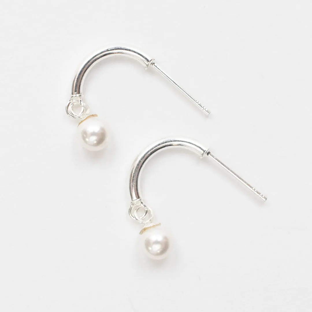 Silver Pearl Drop Earrings sold by Silver Lotus