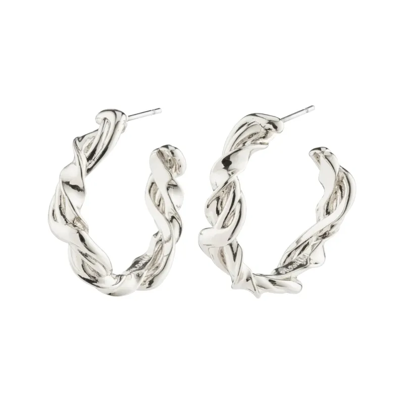 Sun Silver Plated Twisted Hoops sold by Silver Lotus