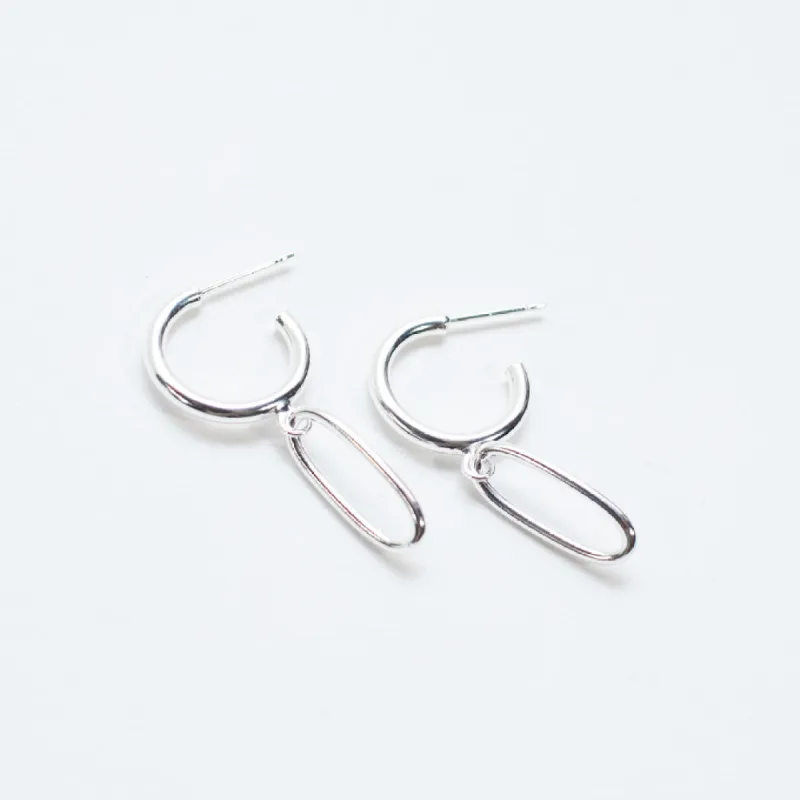 Silver Hanging Oval Hoops sold by Silver Lotus