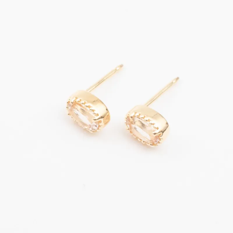 Gold Vermeil Oval Morganite Milgrain Studs sold by Silver Lotus