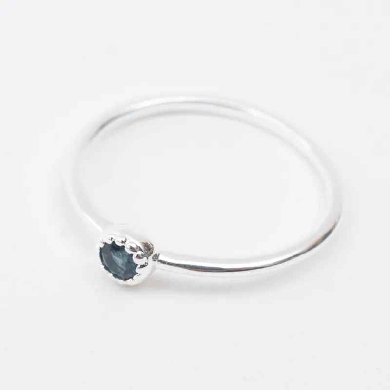 Silver & Blue Topaz Milgrain Edge Ring sold by Silver Lotus
