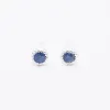 Tiny Silver Milgrain Blue Sapphire Studs sold by Silver Lotus
