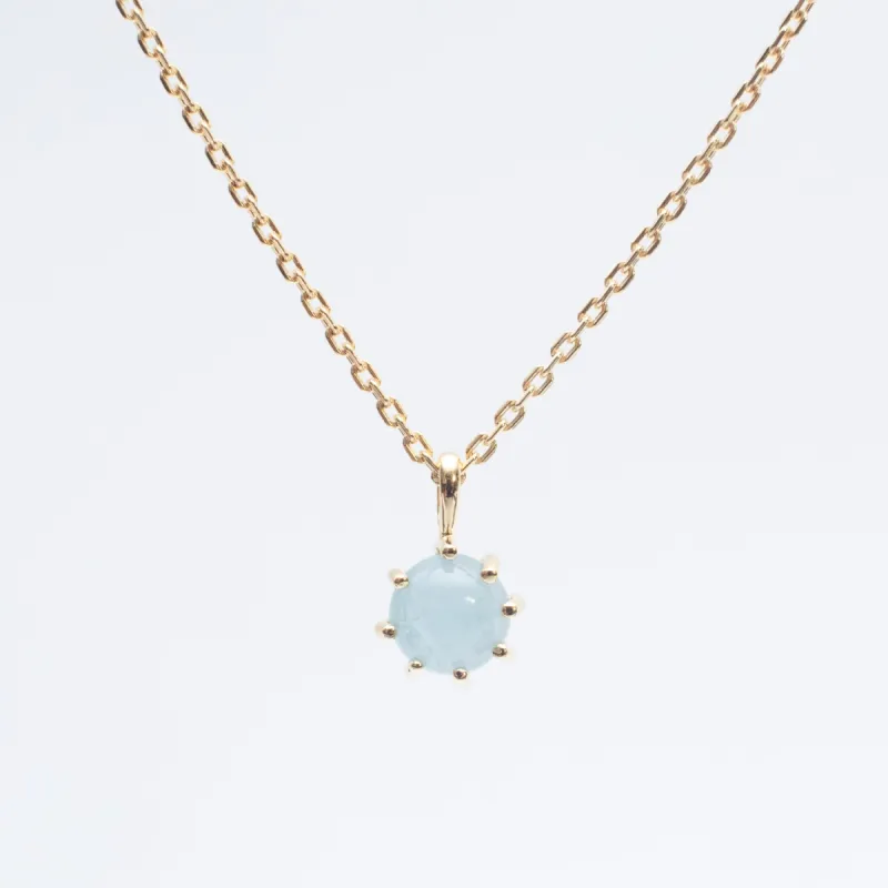 Gold Vermeil Round Claw Set Aquamarine Necklace sold by Silver Lotus