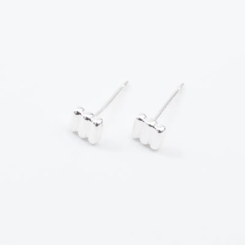 Silver Ridged Square Studs sold by Silver Lotus