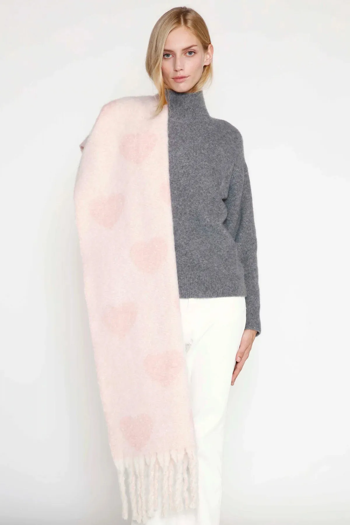 Knitted Heart Tassel Scarf sold by Silver Lotus product image thumbnail 2